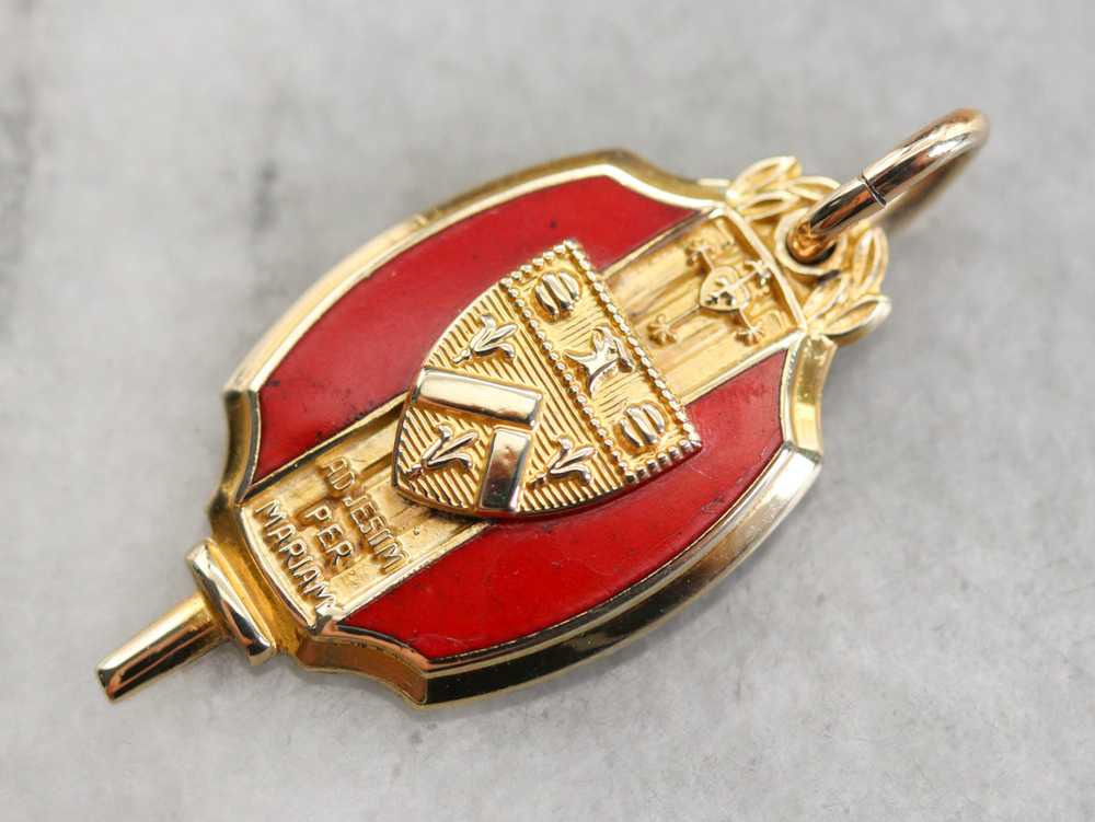 Vintage Gold Catholic Crest Pendant - image 2