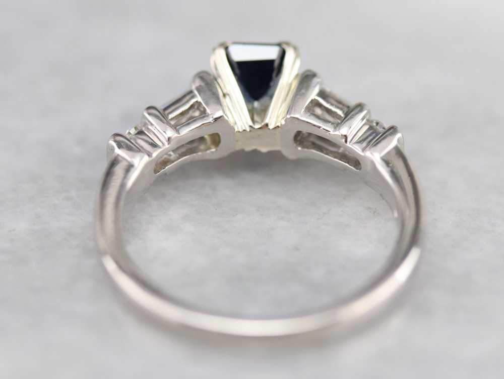 Modern Platinum Sapphire and Diamond Engagement R… - image 4