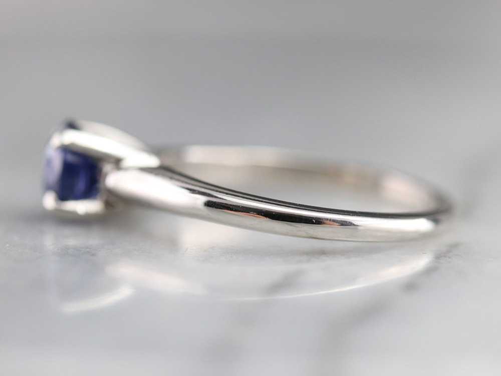 Platinum Sapphire Solitaire Ring - image 4