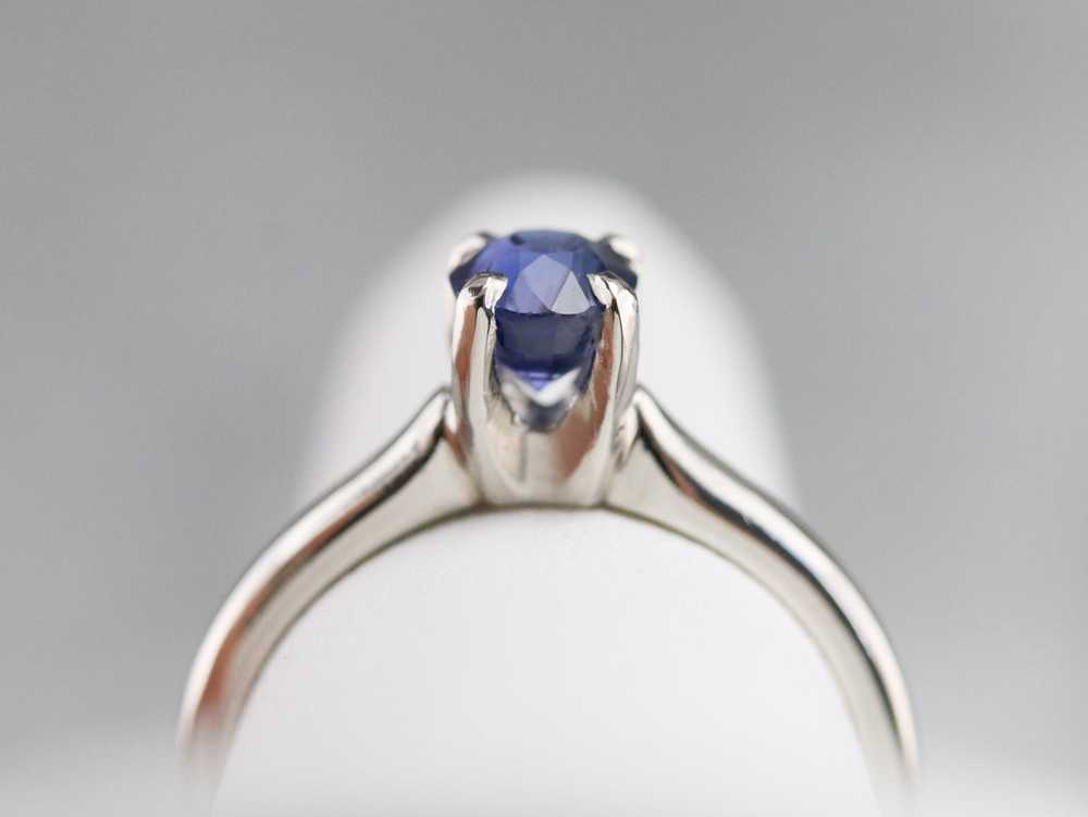Platinum Sapphire Solitaire Ring - image 8