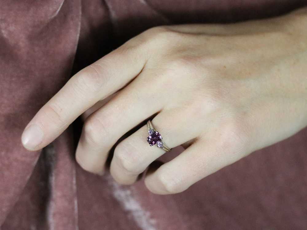 Modern Pink Sapphire and Diamond Engagement Ring - image 10