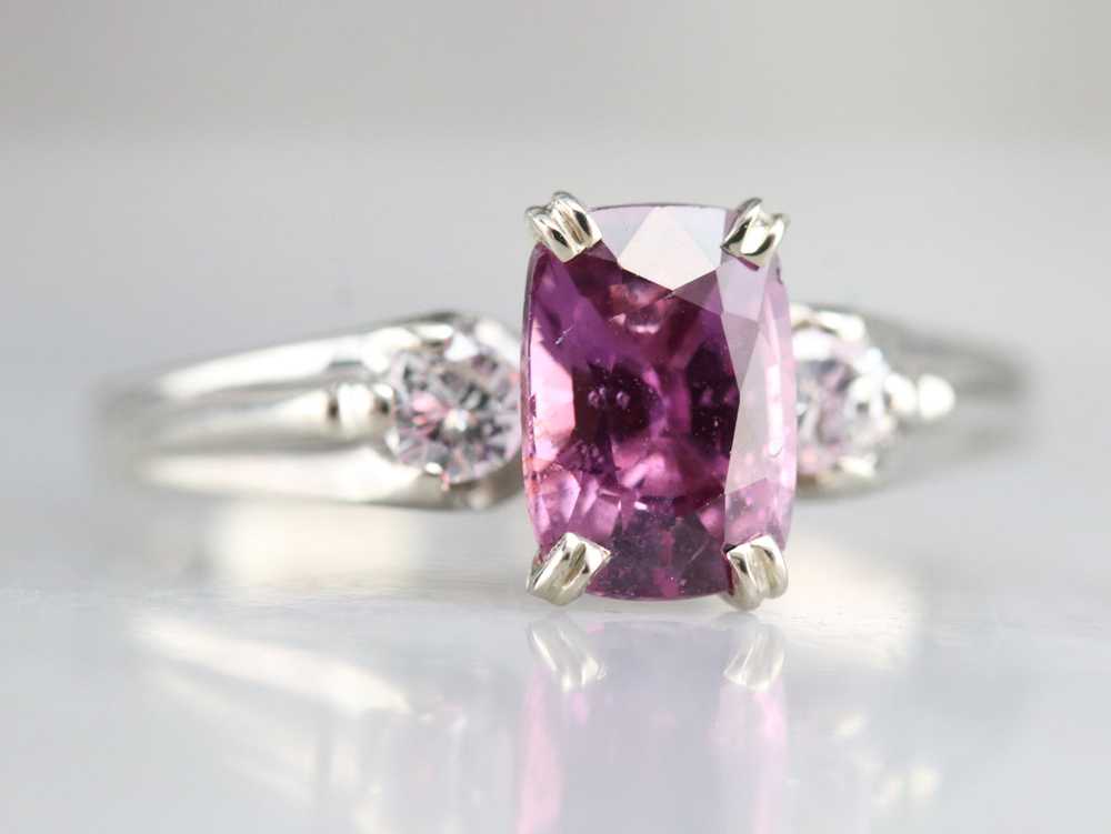 Modern Pink Sapphire and Diamond Engagement Ring - image 1