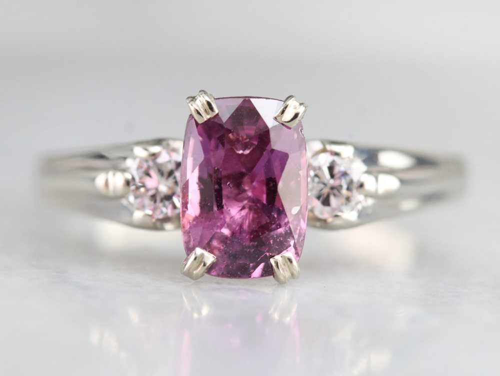 Modern Pink Sapphire and Diamond Engagement Ring - image 2