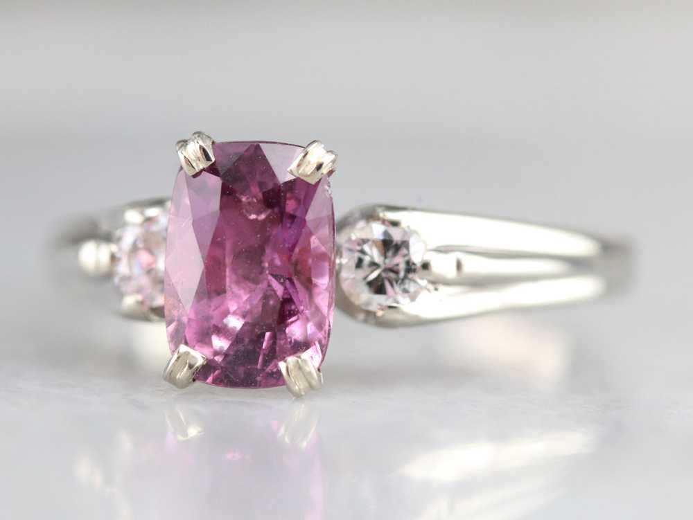 Modern Pink Sapphire and Diamond Engagement Ring - image 3