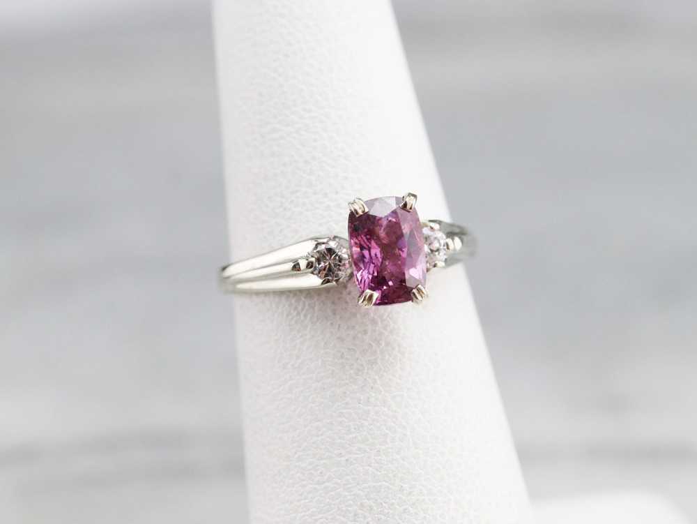 Modern Pink Sapphire and Diamond Engagement Ring - image 7