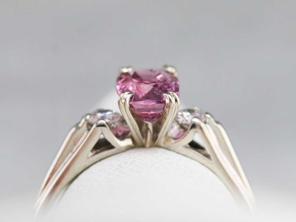 Modern Pink Sapphire and Diamond Engagement Ring - image 8