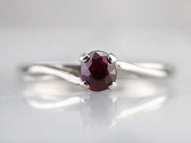 White Gold Ruby Solitaire Ring - image 1
