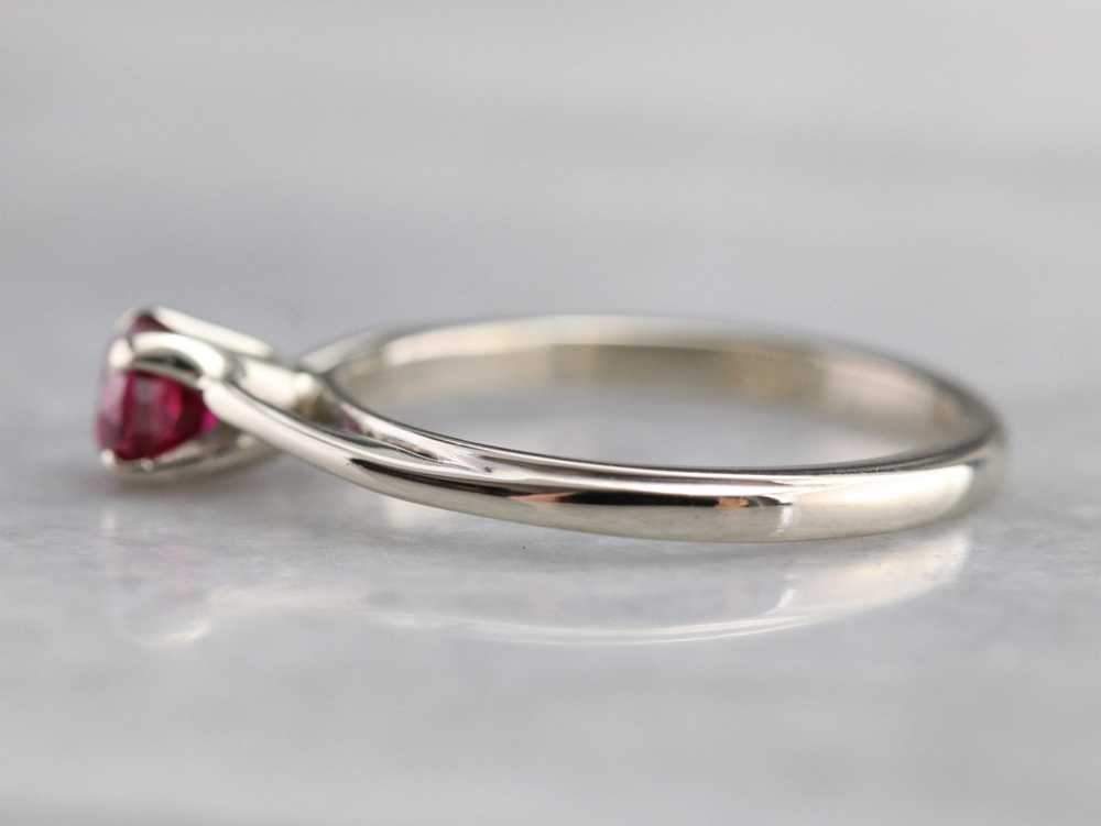 White Gold Ruby Solitaire Ring - image 4