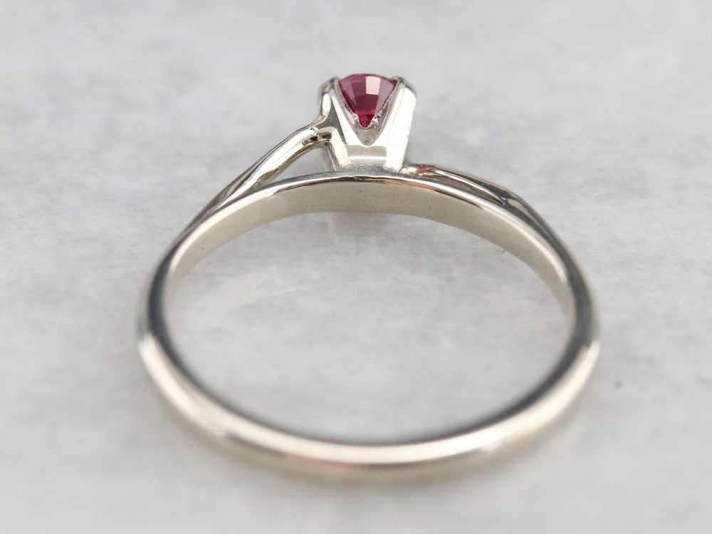 White Gold Ruby Solitaire Ring - image 5