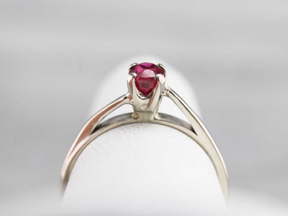White Gold Ruby Solitaire Ring - image 8