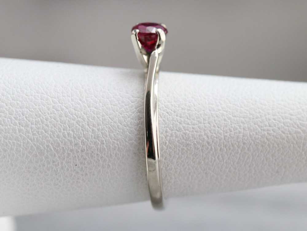 White Gold Ruby Solitaire Ring - image 9