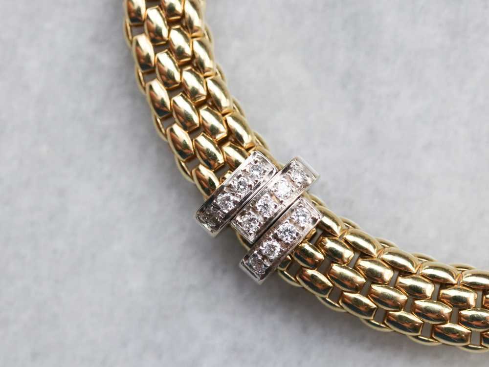 Mixed Metal Mesh Diamond Bracelet - image 3