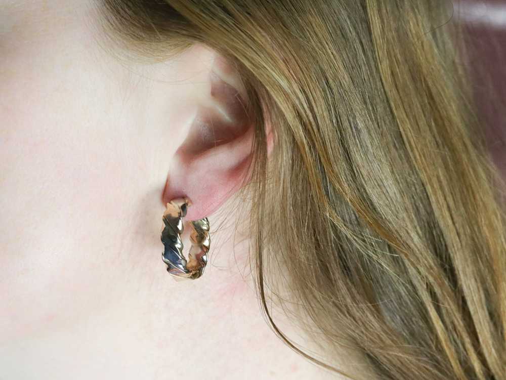 Tricolor Gold Twist Hoop Earrings - image 10