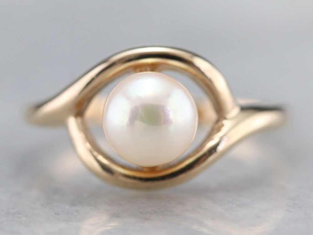 White Pearl Solitaire Ring - image 1