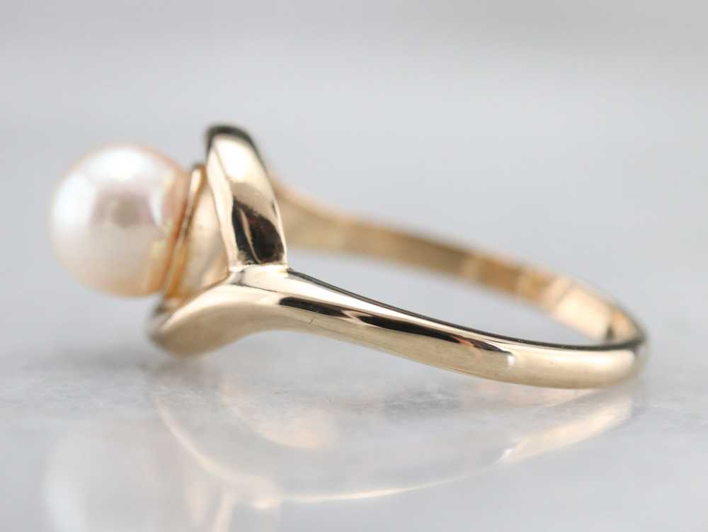 White Pearl Solitaire Ring - image 4