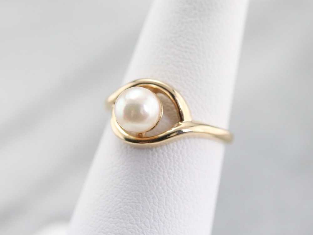 White Pearl Solitaire Ring - image 7