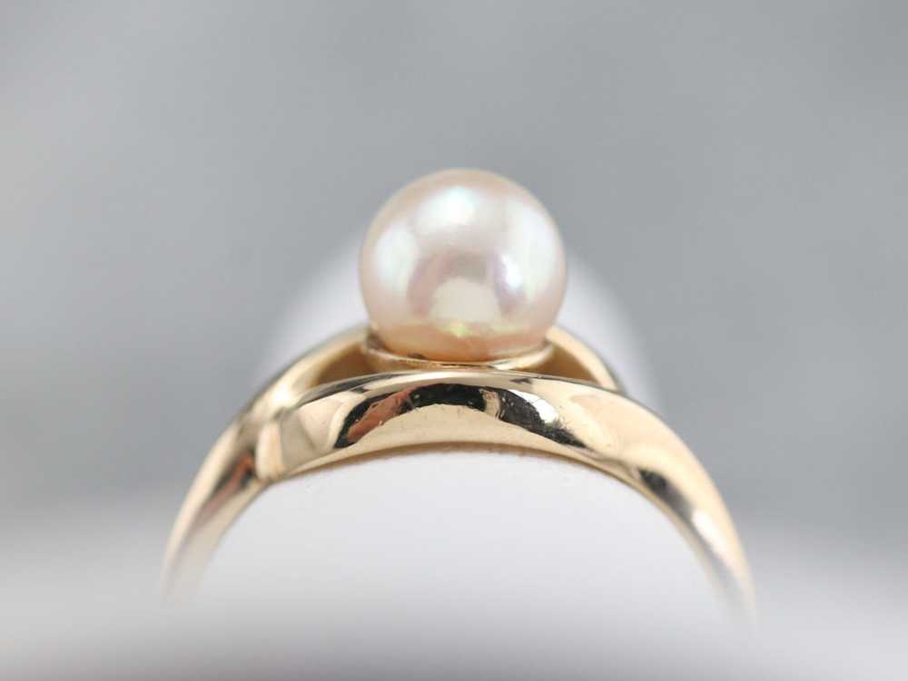 White Pearl Solitaire Ring - image 8