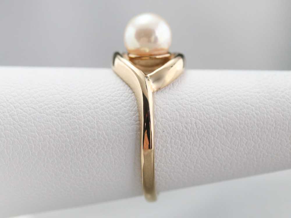 White Pearl Solitaire Ring - image 9