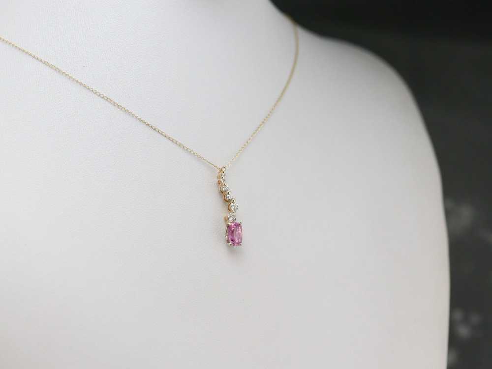Pink Sapphire and Diamond Pendant - image 7