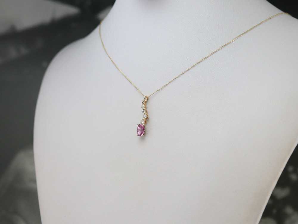 Pink Sapphire and Diamond Pendant - image 8