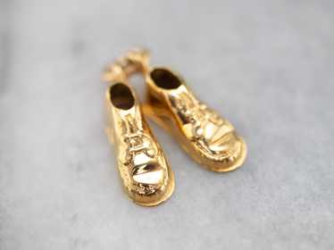 Vintage Gold Suede Shoes Charm - image 1