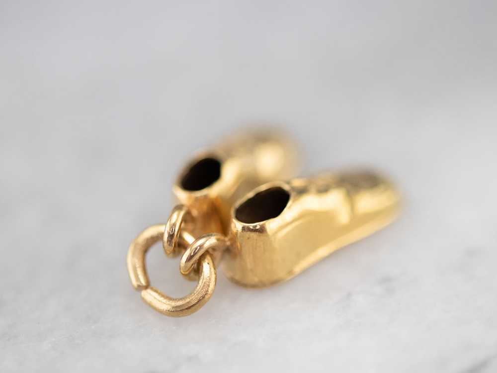 Vintage Gold Suede Shoes Charm - image 3