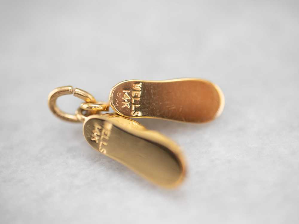 Vintage Gold Suede Shoes Charm - image 5