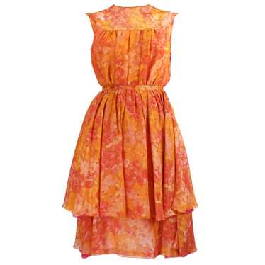 Vintage 60s Orange Chiffon Afternoon Dress - image 1