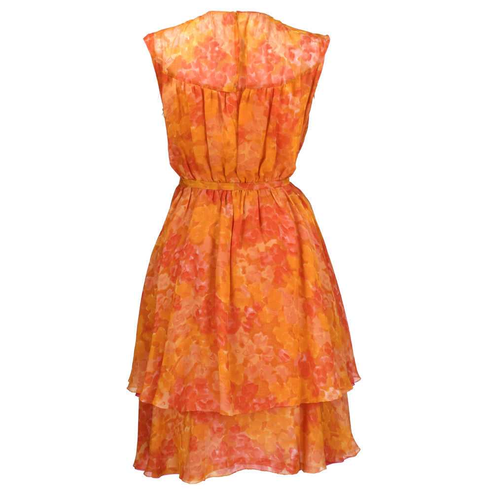 Vintage 60s Orange Chiffon Afternoon Dress - image 3