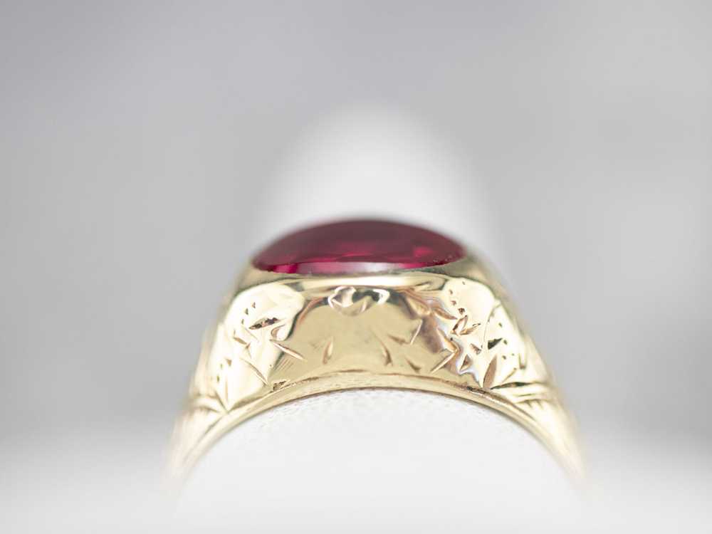 Antique 1920's Synthetic Ruby Floral Ring - image 10