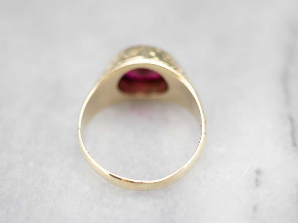 Antique 1920's Synthetic Ruby Floral Ring - image 4