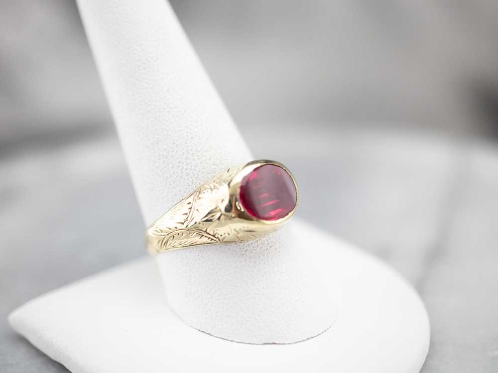 Antique 1920's Synthetic Ruby Floral Ring - image 8