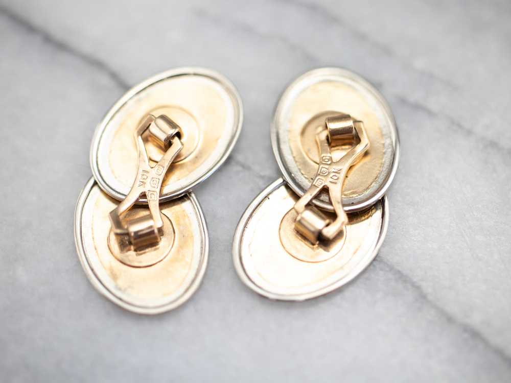 Etched Art Deco Two Tone Gold Cufflinks - image 4