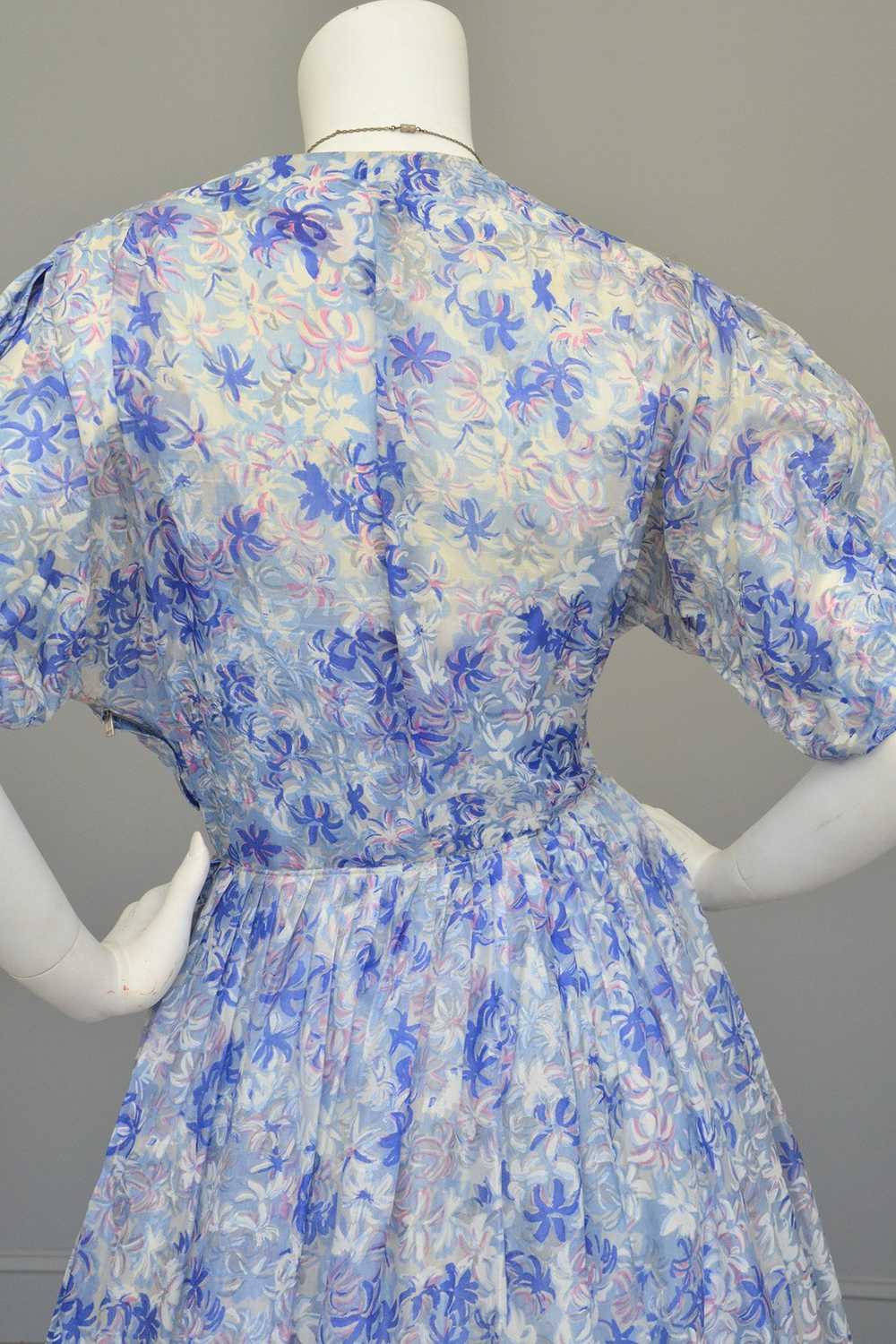 1940s 50s Semi Sheer Petal Print Two Piece Party … - image 6