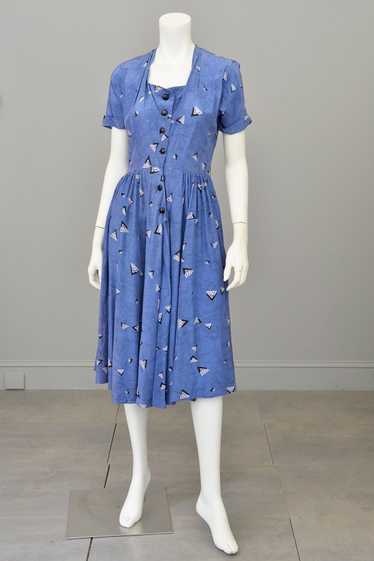 1940s R & K Original Retro Novelty Print Dress 'As