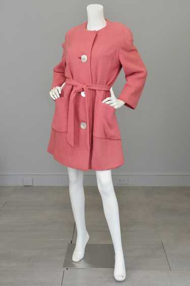 1950s Pink Bouclé Patch Pockets Coat - image 1