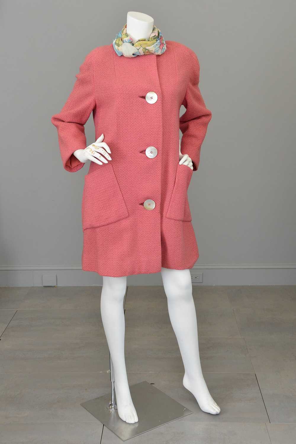 1950s Pink Bouclé Patch Pockets Coat - image 4