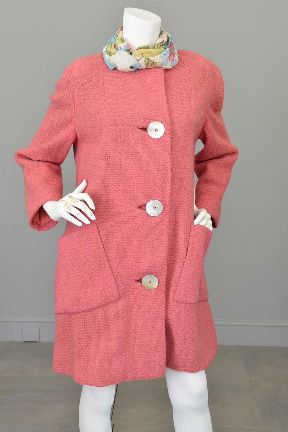 1950s Pink Bouclé Patch Pockets Coat - image 5