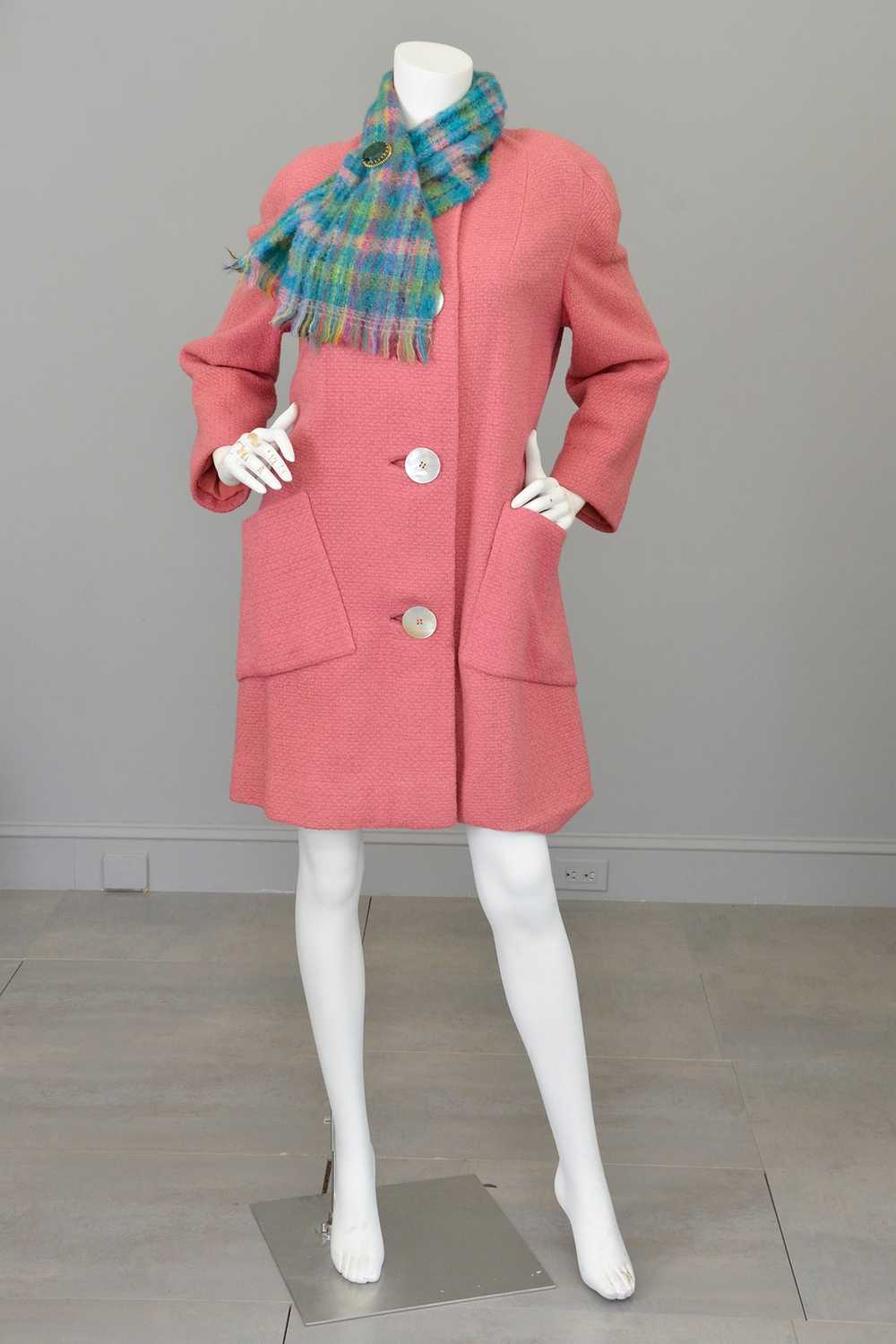 1950s Pink Bouclé Patch Pockets Coat - image 6
