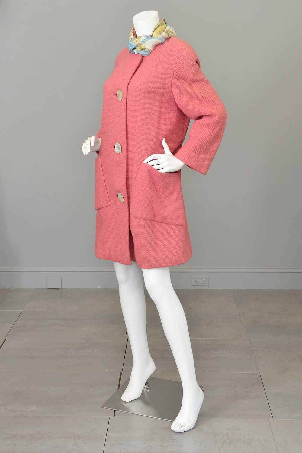 1950s Pink Bouclé Patch Pockets Coat - image 8
