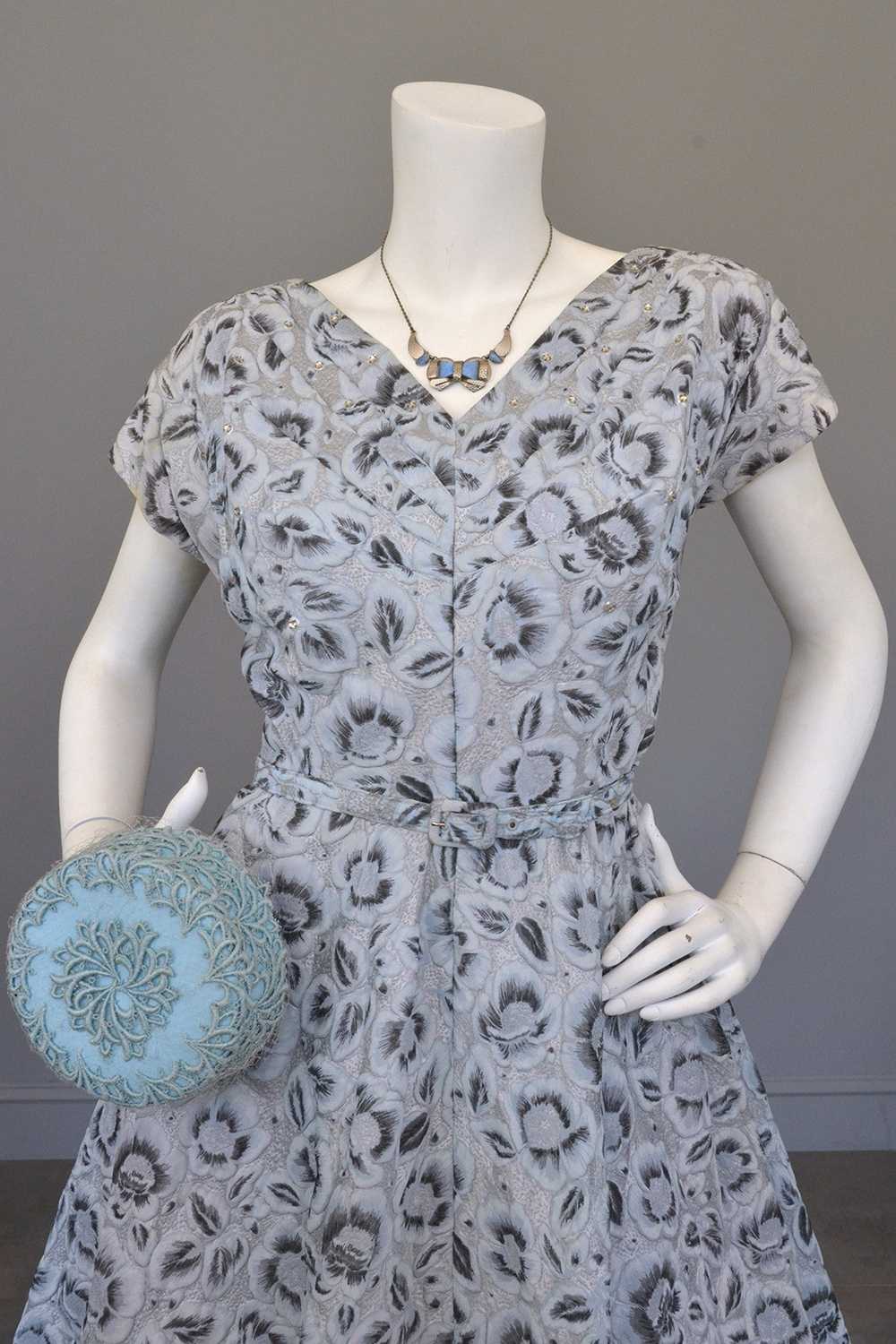 1950s Powder Blue with Rhinestone Bodice Vintage … - image 1