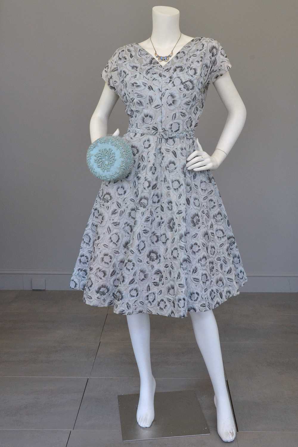 1950s Powder Blue with Rhinestone Bodice Vintage … - image 2