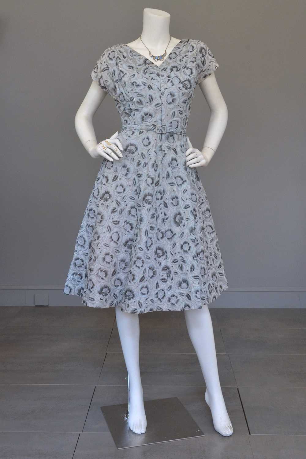 1950s Powder Blue with Rhinestone Bodice Vintage … - image 7