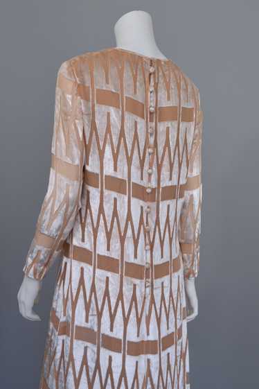 1960's 70's Mod Dress Geometric Burnout Velvet Mod