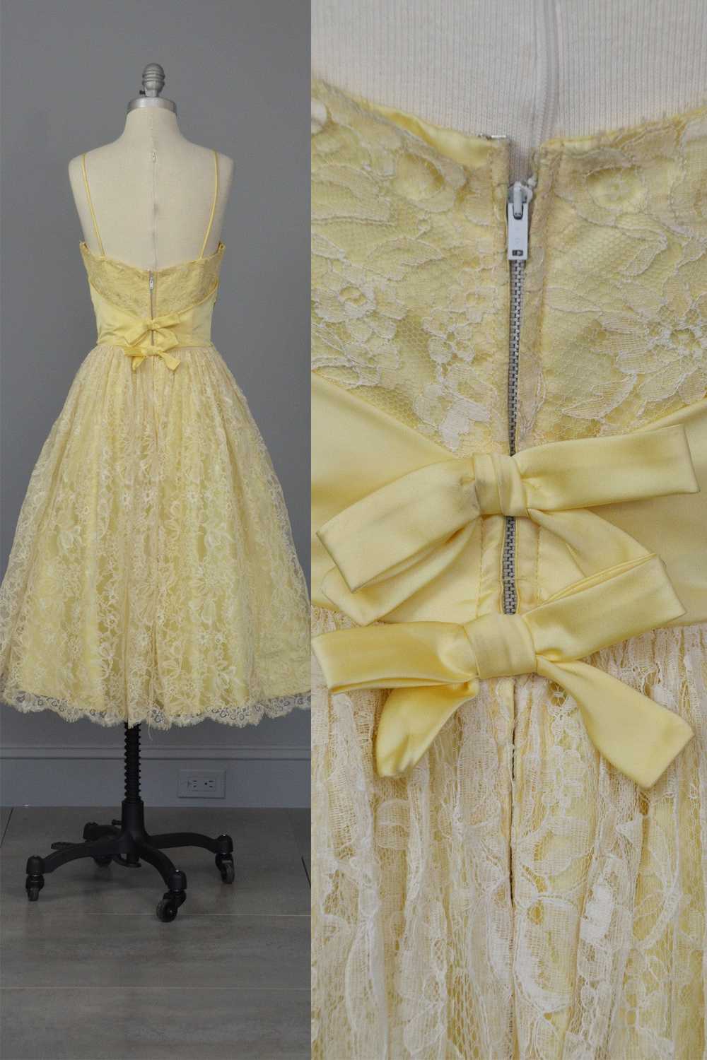 1950s White Lace Buttercup Party Prom Dress - image 4