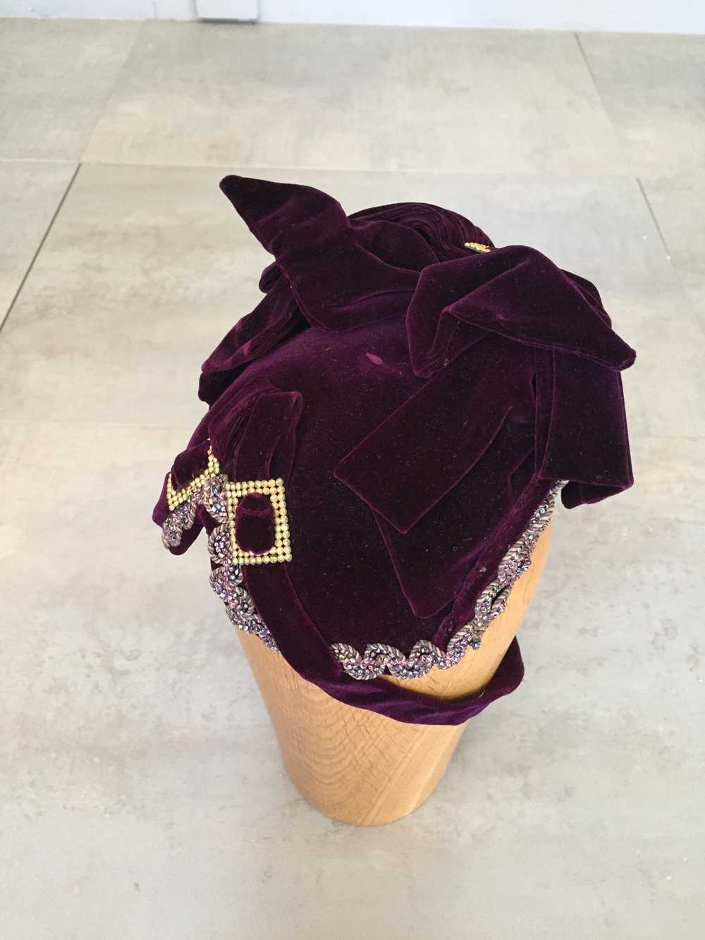 Purple Velvet Victorian Hat Bonnet - image 1