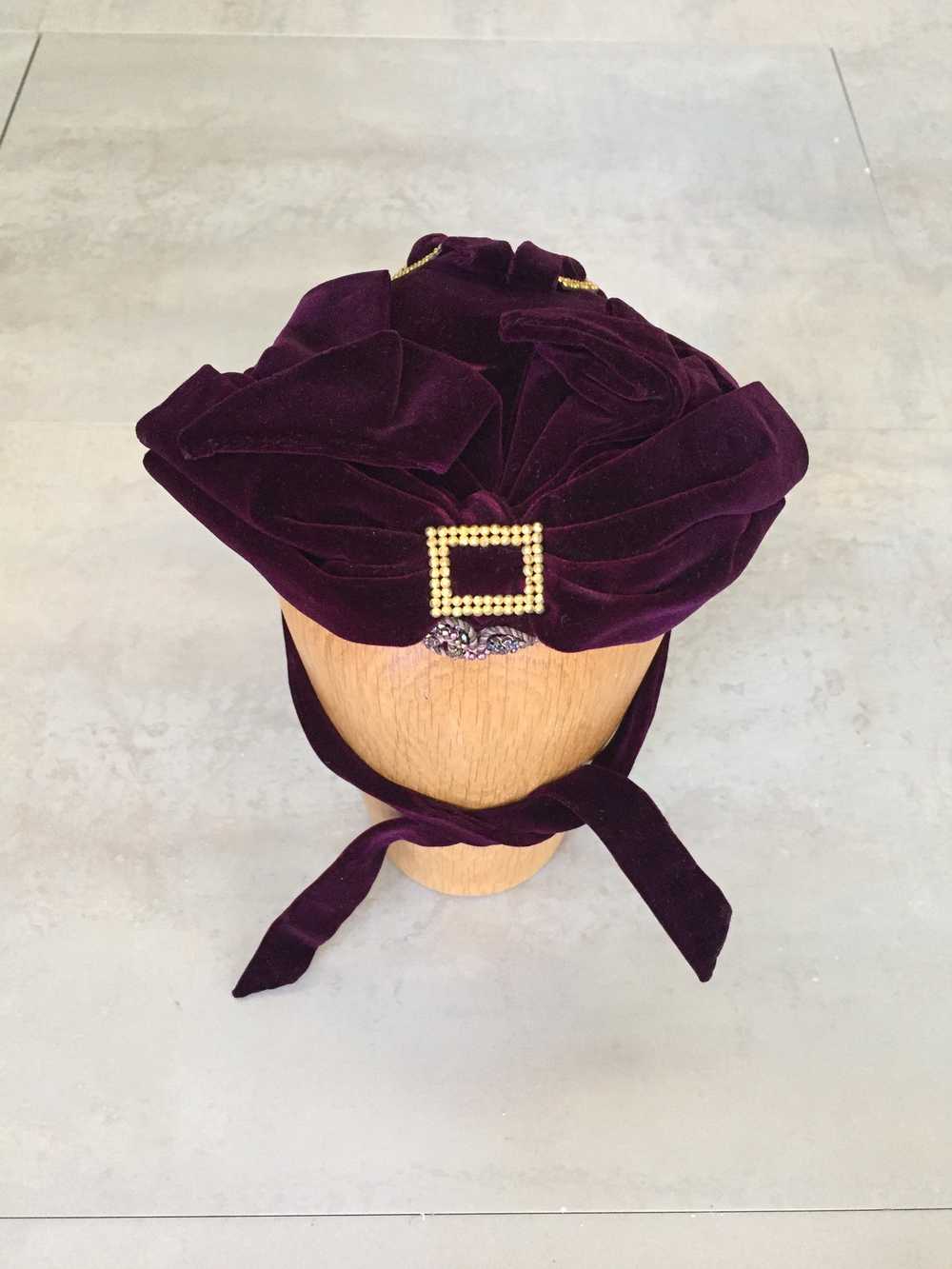 Purple Velvet Victorian Hat Bonnet - image 2