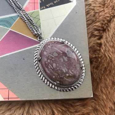 Pink Oval Stone Necklace - image 1