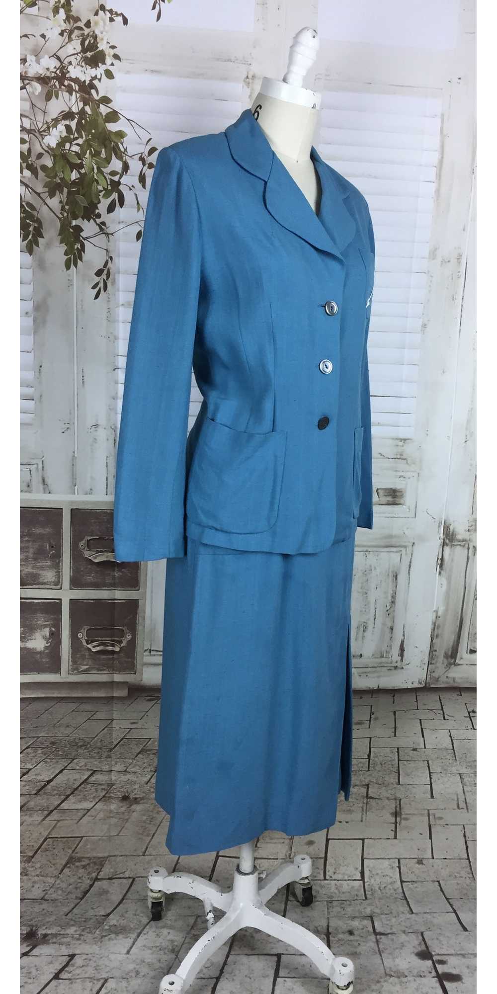 Original 1950s Sky Blue Vintage Linen Summer Suit… - image 2