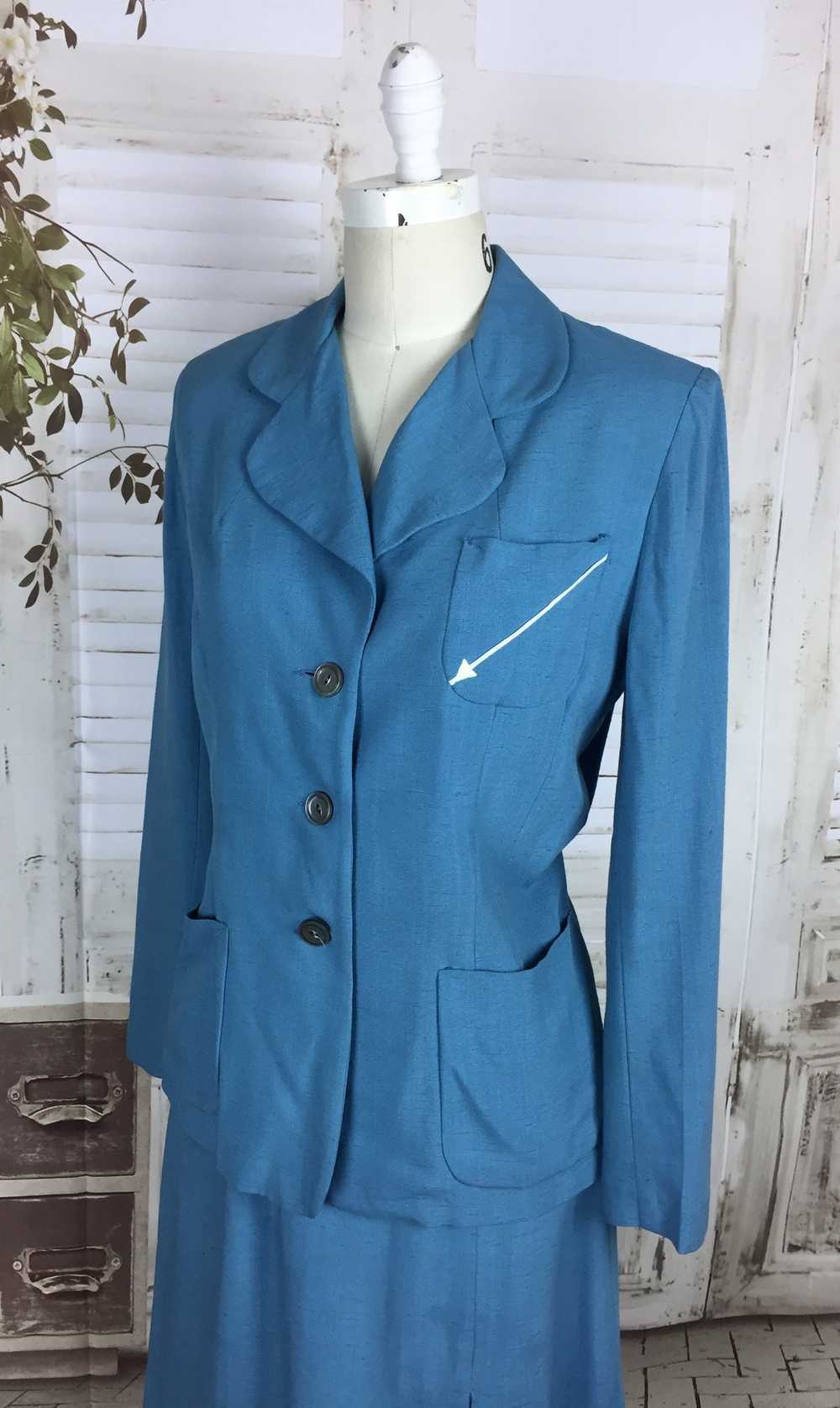 Original 1950s Sky Blue Vintage Linen Summer Suit… - image 6